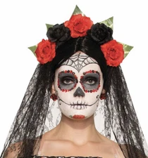 Day Of The Dead Dia De Los Muertos Adult Costume Veil | Forum Novelties 74922