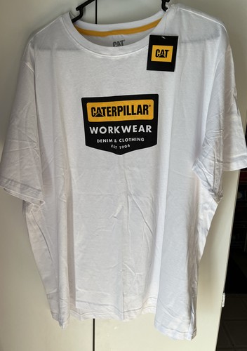 Caterpillar Workwear Men’s XXL Short Sleeve T-Shirt White Logo NWT $24