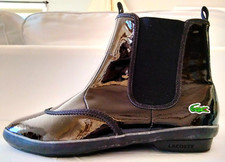 Lacoste Mujer Talla 6.5 Chisai Chelsea Charol/Bota Elástica Pull-on RARA