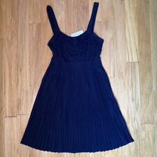 Iisli Dress Size S Y2K  Vintage Black Blue Knit Jumper Pleat Wide Strap $368