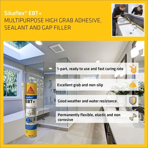 Sika Sikaflex EBT+ Polyurethane Adhesive Sealant & Filler Elastic Flexible 300ml - Picture 5 of 8