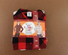 Members Mark Girls Size 7/8 Colorful Plaid Flannel 2 Pack Long Sleeve Shirts NWT