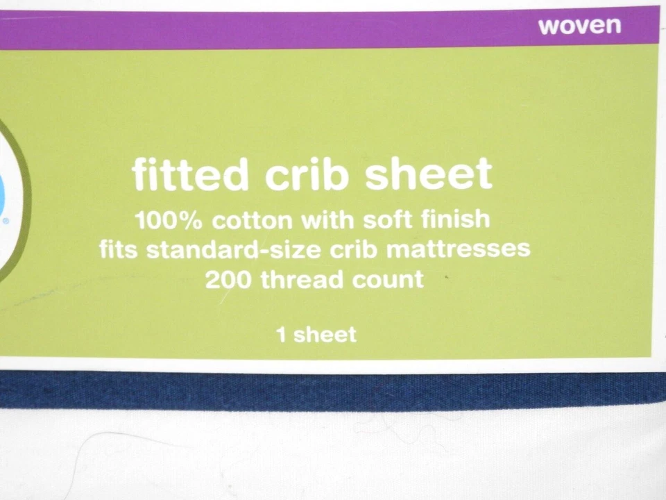 Sábana Cuna Ajustable Circo • Algodón Azul Marino y Blanco Rayas 28x52" Cama Bebé NUEVA Foto 2 de 4