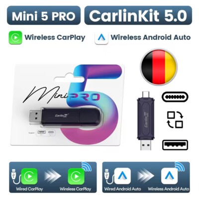 Carlinkit Mini 5 PRO Wireless Apple CarPlay Adapter NEU 2025 USB KeyVersion