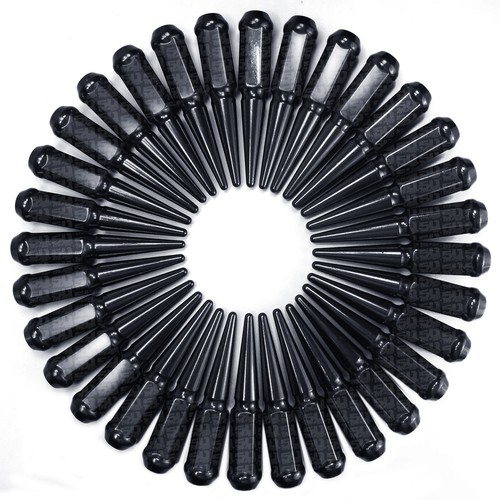 32 BLACK Steel Spike Lug Nuts 14x1.5 fit GMC 2500 3500 Suburban Hummer H2 8BK4 - Picture 7 of 10