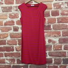 Calvin Klein Dress Womens Size 8 Pink Orange Striped Stretchy Casual Pullover