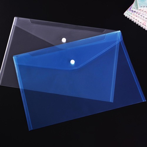 10pcs A4 Plastic Clear Wallet Zip Seal File Folder Envelope Document Button bag - Picture 8 of 12