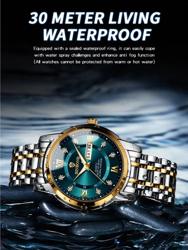 Orologio Uomo Impermeabile Analogico Quarzo Calendario Cinturino Acciaio Inox Marca Lusso - Foto 20 di 26