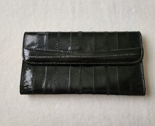 Eel Skin Leather Black Clutch Women's Wallet