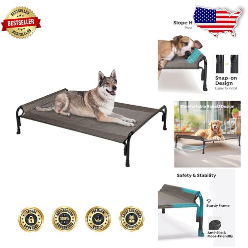 Breathable Elevated Dog Cot with Slope Headrest for Cool Comfort Outdoors