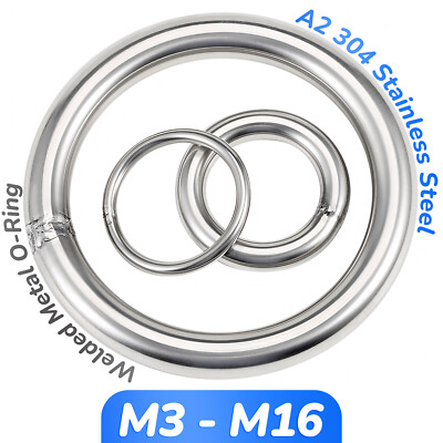 Welded Metal O-Ring 12-300mm OD A2 Stainless Steel Rings 2-12mm CS Circle Rings