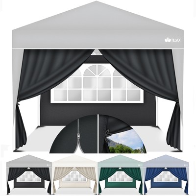 tillvex  Pavillon Seitenteile Seitenwand Fenster Tür 3x3m Faltpavillon Partyzelt