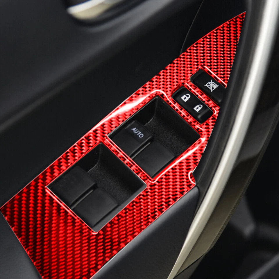 Juego completo de cubierta interior de fibra de carbono roja 14 piezas para Toyota Corolla 2014-2018 Foto 4 de 4
