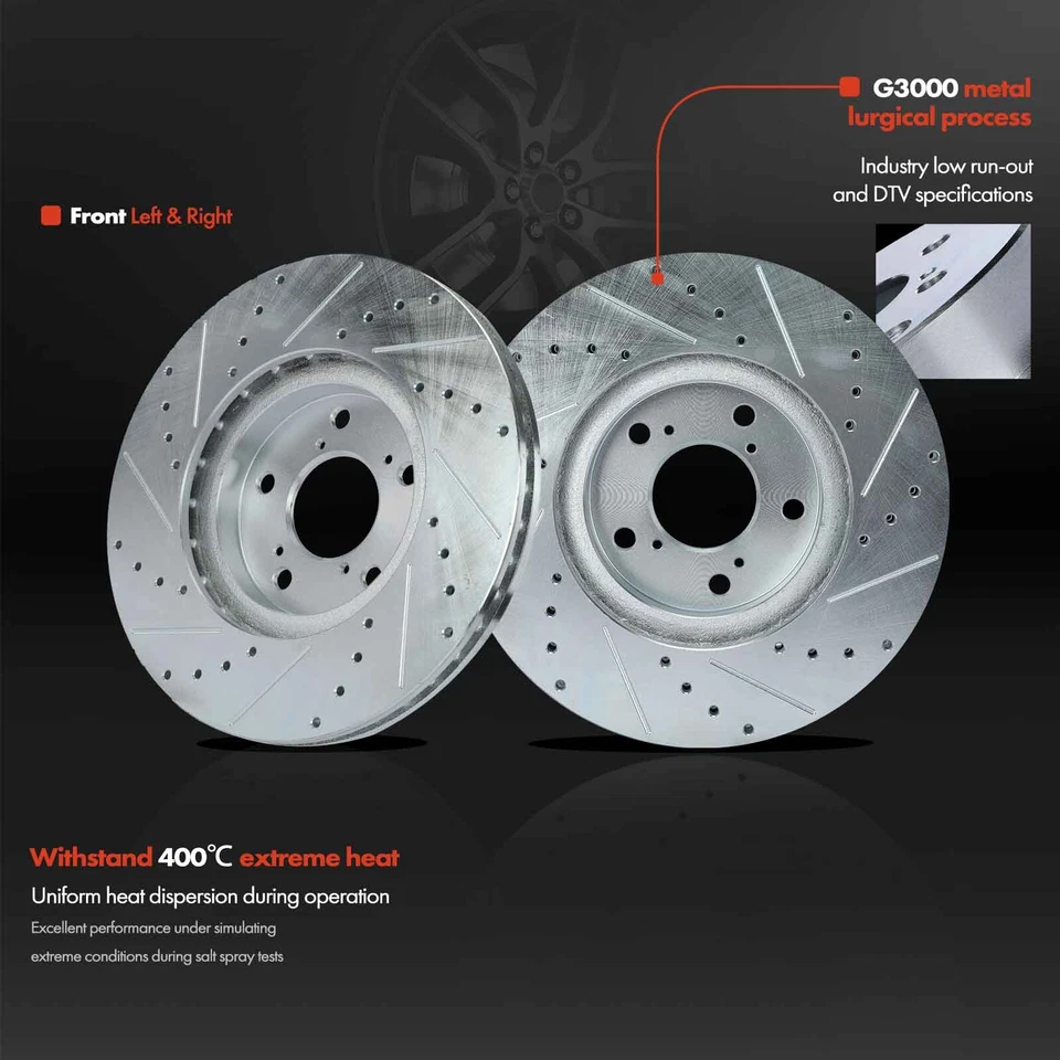 Rotores perforados y ranurados para Honda Ridgeline 2006-2014 3,5 L delantero izquierdo y derecho Foto 3 de 4