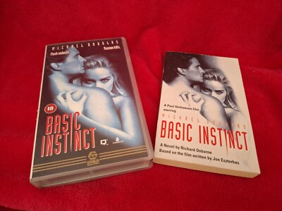 RARE VHS + BOOK BASIC INSTINCT MICHAEL DOUGLAS SHARON STONE CLASSIC MOVIE 90S