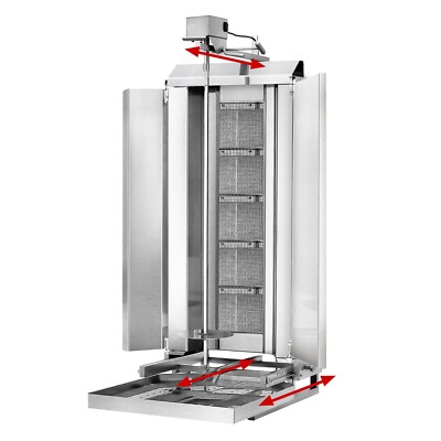 Gas Gyros-/ Dönergrill - Beweglich - 5 Brenner - max. 100 kg - inkl. Flügeltüren