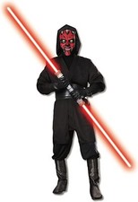 Darth Maul Costume Adult 4 Pc Blk Pants W/ Attached Boot Tops Hooded Gi  Belt L
