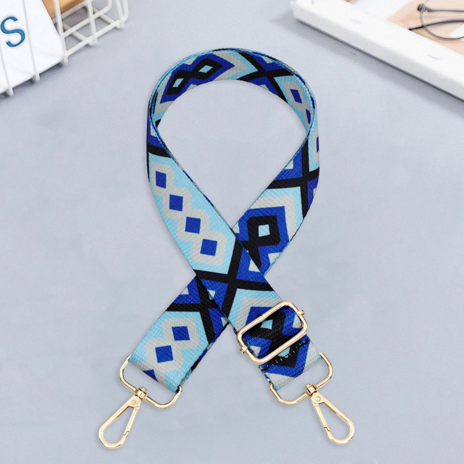 Crossbody Bag Strap Adjustable Replacement Contrast Color Rhombus Ladies-image