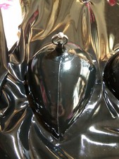 Men latex catsuit with fixed C cup silicone breast nipple rings hidden condoms