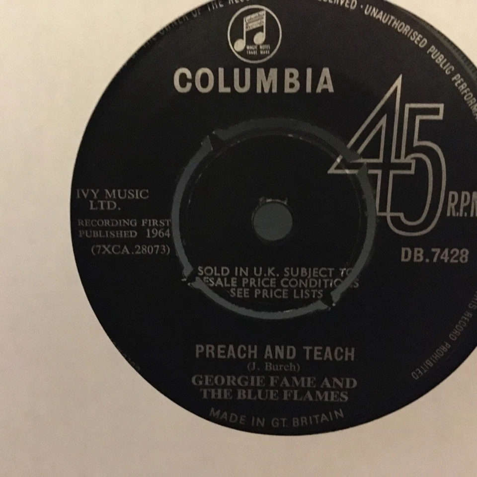 Georgie Fame & The Blue Flames Yeah Yeah / Preach & Teach 1964 UK 45 7" Vinyl - Image 2 of 2
