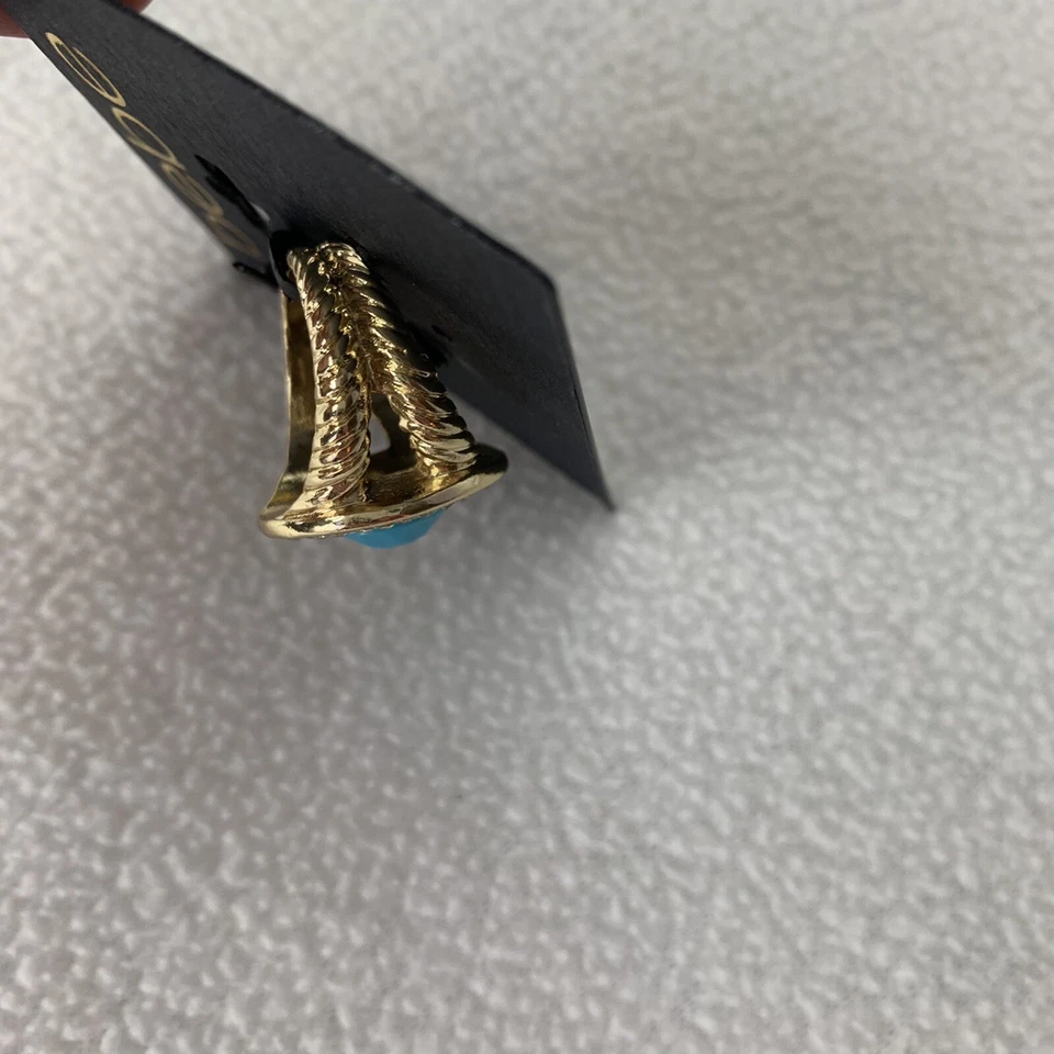 Bebe Anillo Turquesa Azul Tono Dorado Circonio Cúbico Talla 7 Moda Anillo Disfraz Foto 3 de 4