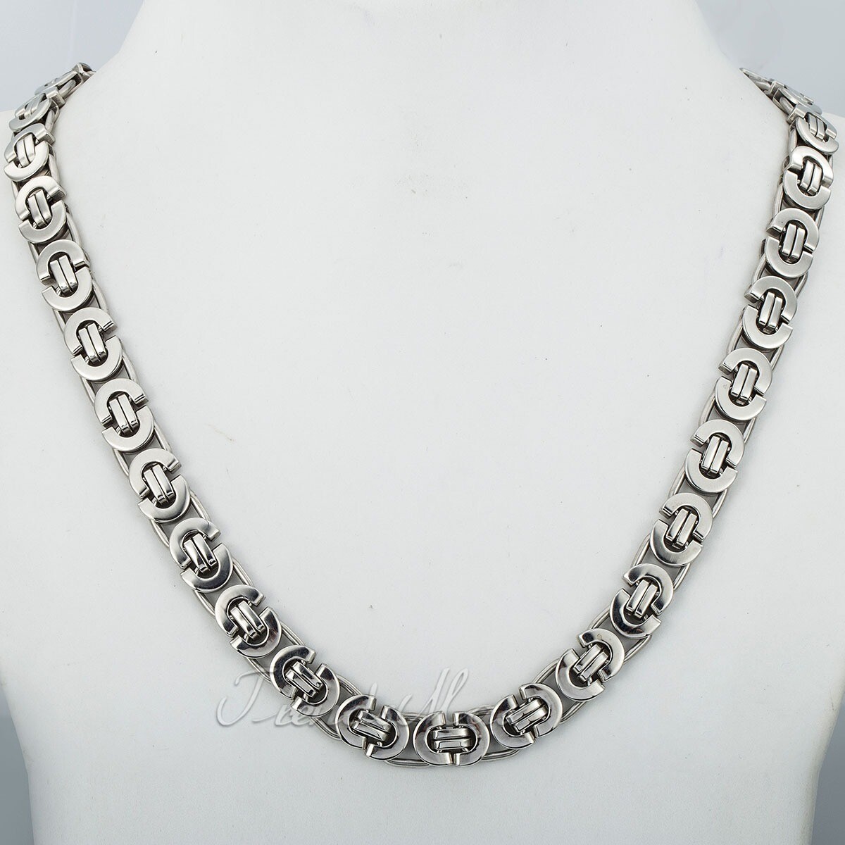 Silver Stainless Steel Link Chain Curb Byzantine Wheat Rope