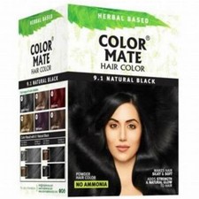 Color Mate Herbal Based Hair Color Natural Black-9.1 10 Sachets No Ammonia-150gm