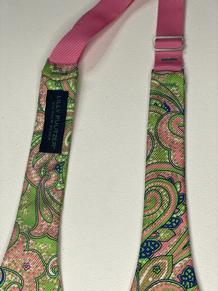 AUTÉNTICA Pajarita Lily Pulitzer Via Palm Beach Paisley 100% Seda Diseñadora Foto 3 de 4