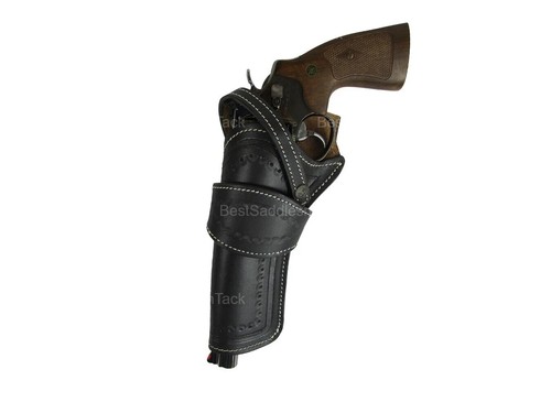 GUN HOLSTER REVOLVER SINGLE ACTION WESTERN SIX SHOOTER SEA SHELL TOOLED LEATHER - Picture 3 of 10