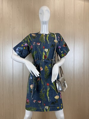 MOSCHINO BOUTIQUE NWT 2021 Multi Floral Cotton Twill Mini Dress 36