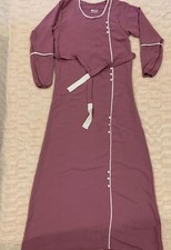 Women abaya basic abaya Islamic long dress with nice belt pink color