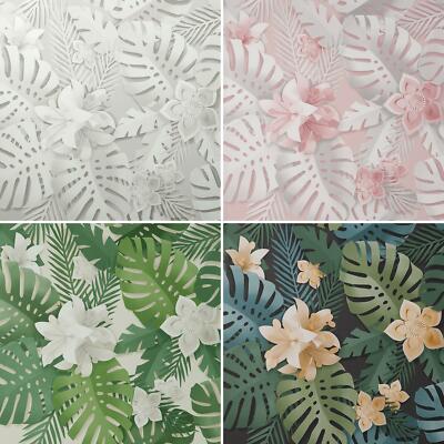 Fine Décor Dimensions Tapete Floral 3D Effekt Blume weiß rosa grün schwarz
