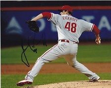 JERAD EICKHOFF   PHILADEPHIA PHILLIES   ACTION SIGNED 8x10