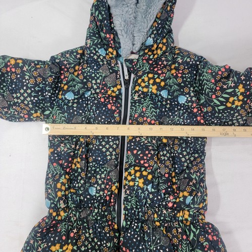 Hanna Andersson Girl's Coat Jacket Black Floral Print Hood Hooded Zip Sz 130 / 8 - Picture 6 of 7