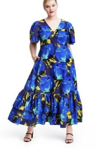 Target Blue Floral Dress 24Wx26W 