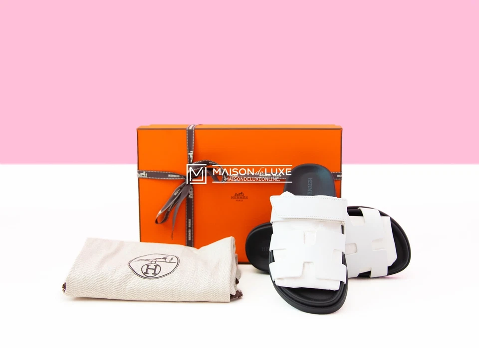 NUEVO HERMES BLANCO CHIPRE 35/5 SANDALIA CUERO ZAPATILLAS ZAPATOS MOCASÍN NARANJA MULAS