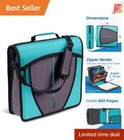 Zipper Binder Kraft Board 3 Inch 600 Sheet Capacity 5 Tab File Portable Organ.