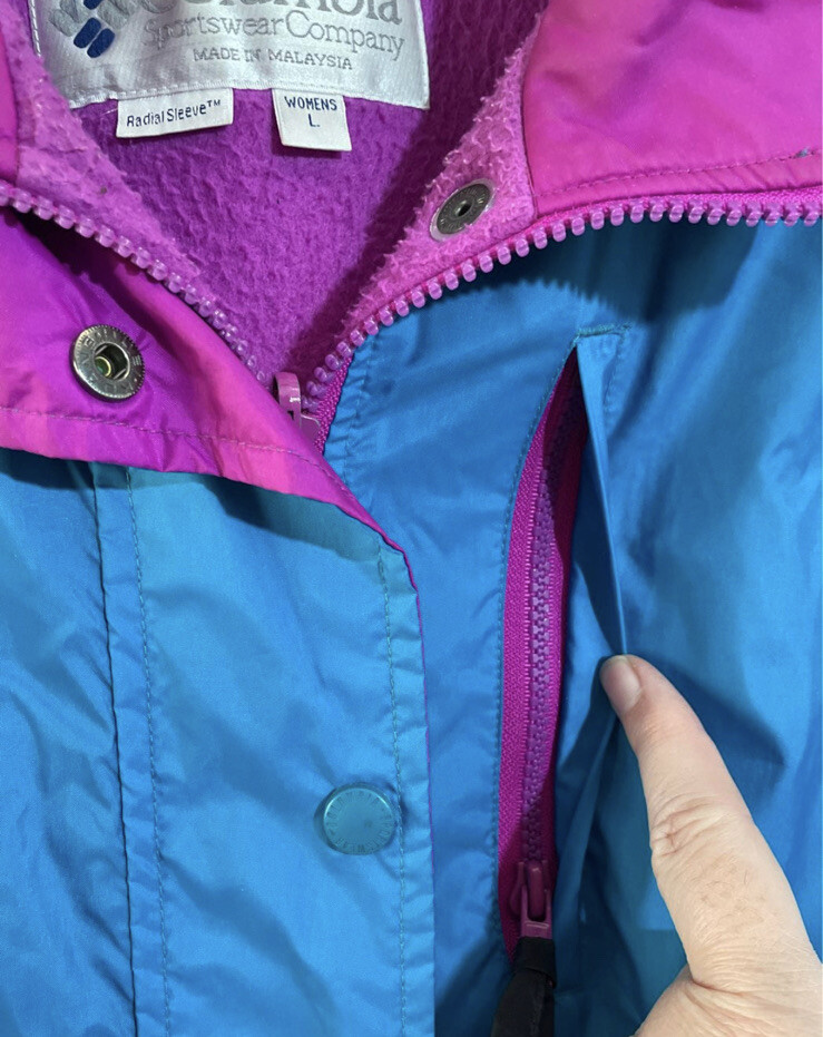 Vintage Columbia Teal Purple 80s 90s Nylon Sport Jacket Ski Coat