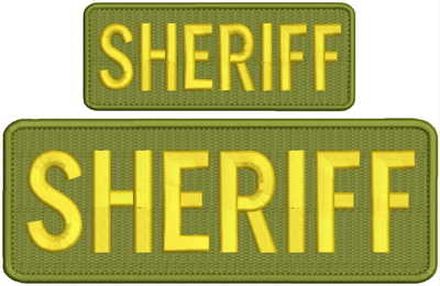 sheriff embroidery patches 3x8 and 2x5 hook on back gold