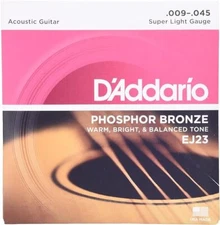 D'Addario EJ23 Phosphor Bronze Acoustic Guitar Strings - Super Light - 9-45
