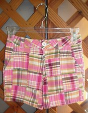 AUTHENTIC J. KHAKI SHORTS~Pink Plaid Patchwork~Pockets~Adjustable Waist~Girls 10