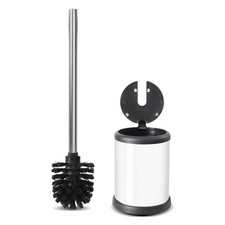 ToiletTree Products Bathroom Toilet Cleaning Brush  Holder Set With Lid, White 