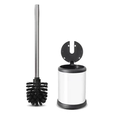 ToiletTree Products Bathroom Toilet Cleaning Brush & Holder Set With Lid, White!