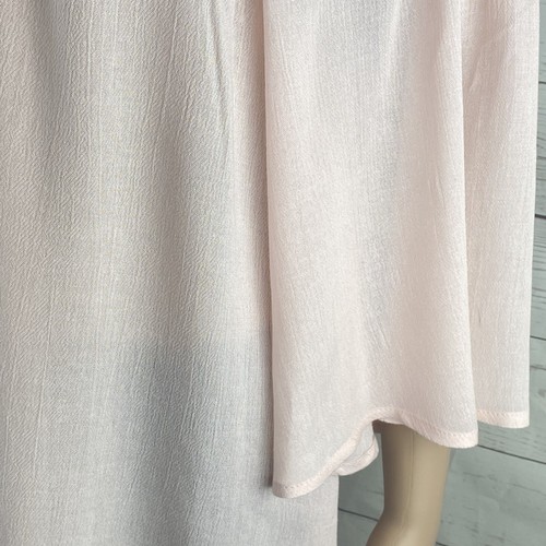 Blusa Lucky & Coco piccola rosa pallido 100% rayon spalle fredde oversize BOHO chic - Foto 6 di 12