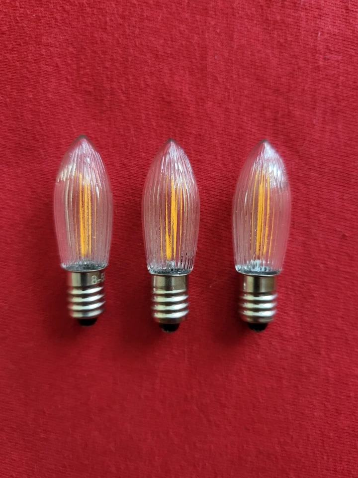 LED Filament E10 Topkerzen Riffelkerze Ersatzbirnen warmweiß multirange 8-55 V - Bild 3 von 3