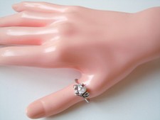 925 Sterling Silver Ring Stones Clear Colorless Heart Shape 3.3 G/Size 58