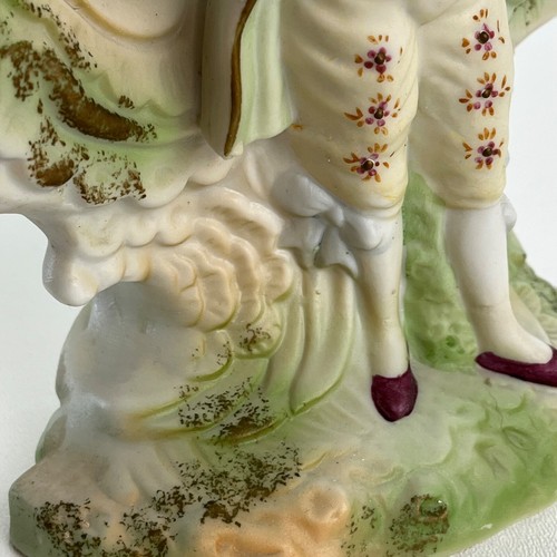 Vntg Paulux Japan Bisque Porcelain 3 Slot Candelabra Pair FLAWED Rococo Couple - Picture 15 of 22
