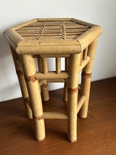 Small Vintage Bamboo Side Table / Plant Stand Tiki Boho 35cm High