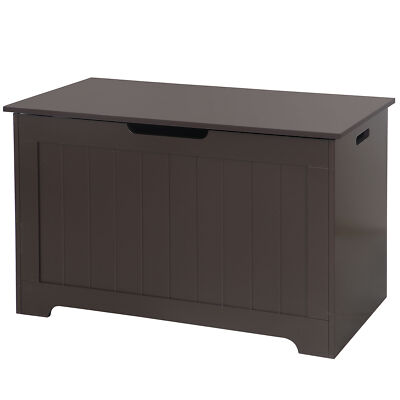 Lift Top Entryway Storage Chest Bench With 2 Safety Hinge Wooden