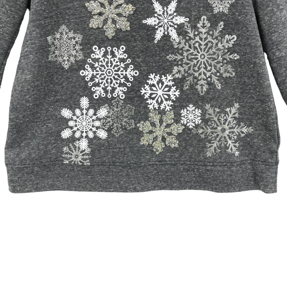 Style&co. Sudadera Mujer Pequeña Mediana Gris Copo de Nieve Adornada Cuello Redondo Foto 4 de 4